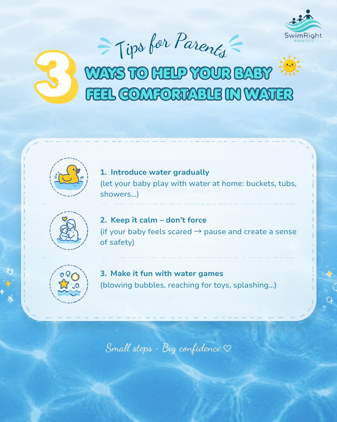 Helping your baby love the water early poster by SwimRight Aquatics